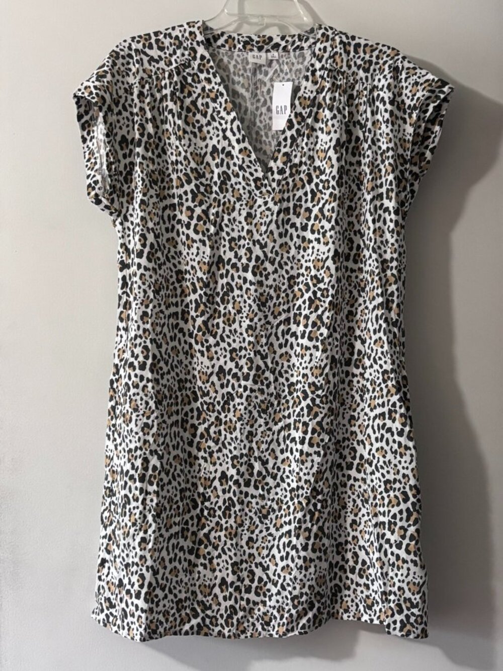 NWT Gap Factory Leopard Print V-Neck Cap Sleeve Shift Dress S